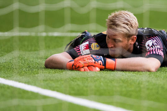Falkenbergs målvakt Hampus Nilsson deppar