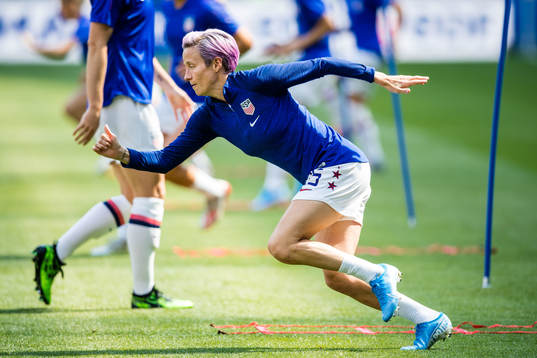 Megan Rapinoe of USA warming up