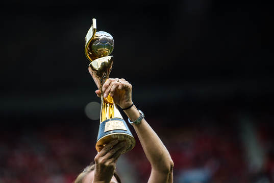 The trophy of the FIFA Women's World Cup final between USA