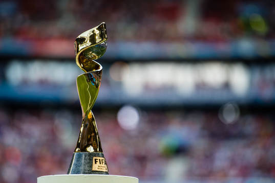 The trophy of the FIFA Women's World Cup final between USA