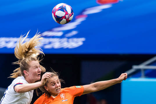 Samantha Mewis of USA and Lieke Elisabeth Petronella