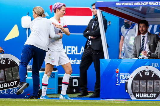 Megan Rapinoe of USA leaves the pitch