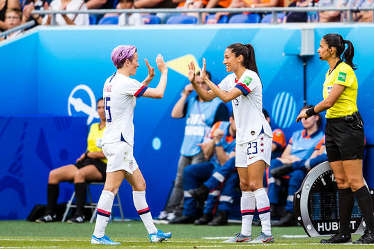 Megan Rapinoe of USA leaves the pitch