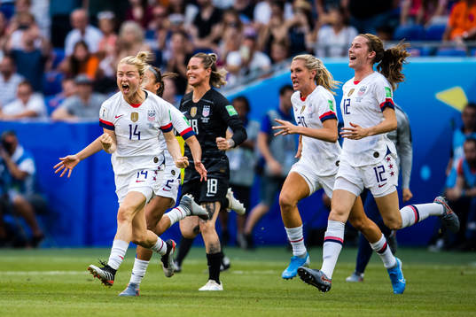 Emily Sonnett  of USA celebrates
