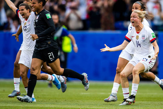 Emily Sonnett  of USA celebrates