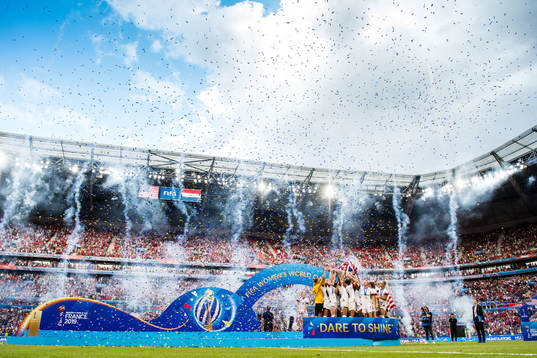 Players of USA celebrates winning the FIFA Women's World