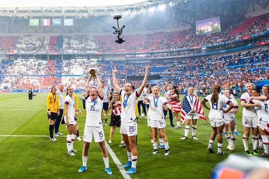 Megan Rapinoe and Alexandra Long  of USA celebrates