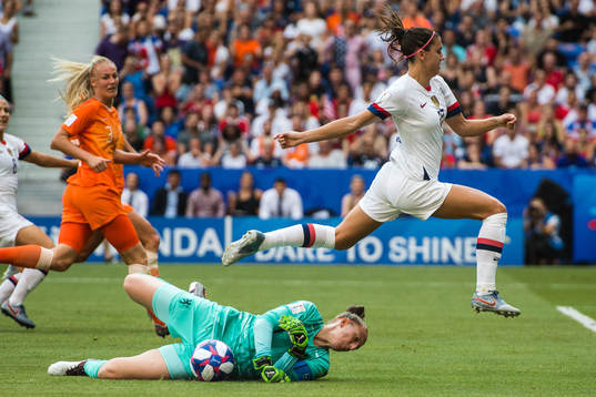 Goalkeeper Sari Van Veenendaal of Netherlands and Alex