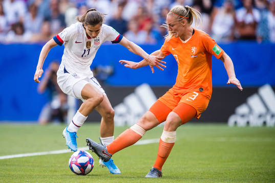Tobin Heath of USA and Stefanie Van Der Gragt Stefanie Van