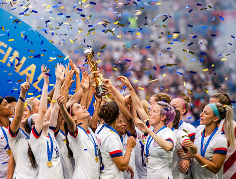 Alex Morgan and Megan Rapinoe of USA celebrate with the