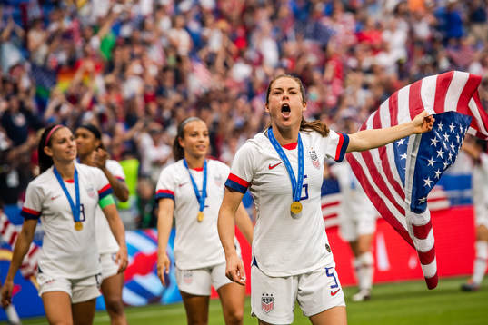Kelley O'Hara of USA celebrates