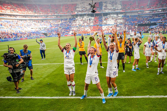 Alex Morgan , Megan Rapinoe and Alexandra Long of USA