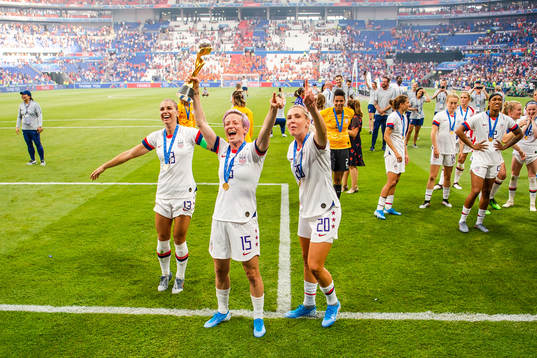 Alex Morgan , Megan Rapinoe and Alexandra Long of USA