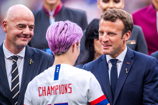 Gianni Infantino, Fifa president, Megan Rapinoe of USA and