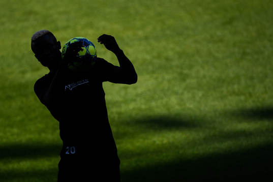 Bonke Innocent of Malmö FF in silhouette