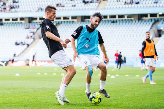 Markus Rosenberg and Erdal Rakip of Malmö FF
