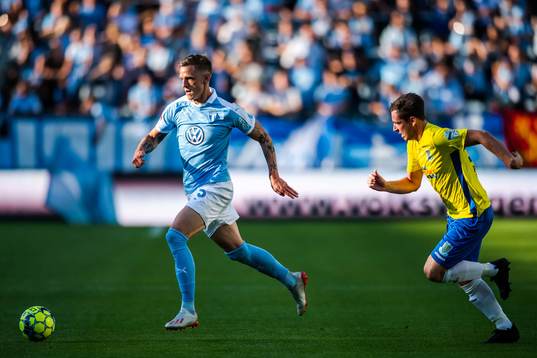 Sören Rieks of Malmö FF and Andy McGrory of Ballymena