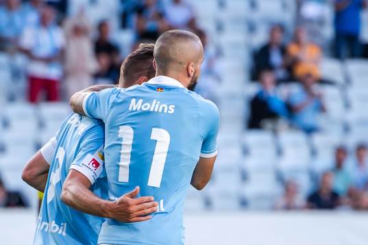 Markus Rosenberg and Guillermo Molins of Malmö FF celebrate