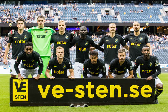 s startelva innan fotbollsmatchen i Allsvenskan mellan AIK