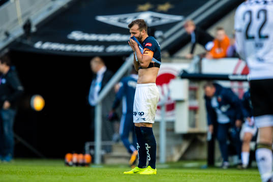 Zlatko Tripic of Viking looks dejected