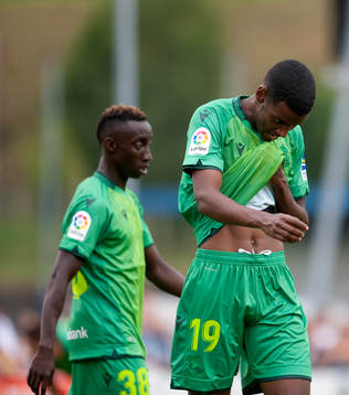 Alexander Isak of Real Sociedad looks dejected