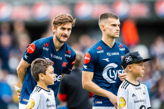 Johnny Furdal and Ylldren Ibrahimaj of Viking ahead pf the