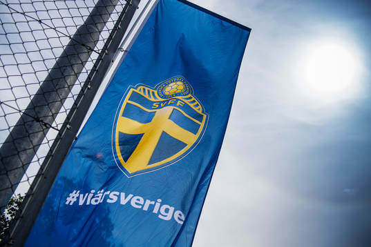 Flagga med SvFFs logotyp