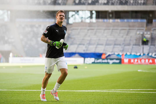 Malmö FFs Johan Dahlin innan fotbollsmatchen i Allsvenskan