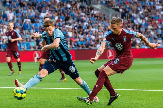 Djurgårdens Aslak Witry och Malmö FFs Sören Rieks