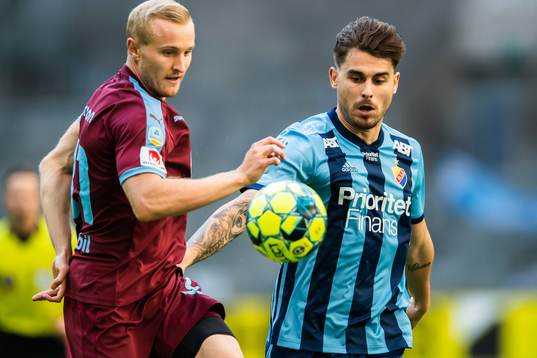 Malmö FFs Franz Brorsson och Djurgårdens Astrit Ajdarevic