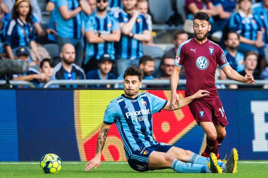 Djurgårdens Astrit Ajdarevic och Malmö FFs Erdal Rakip