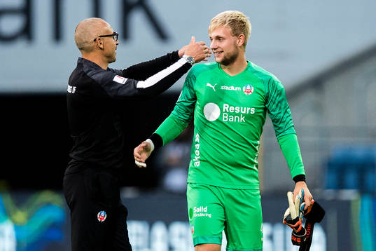Helsingborgs tränare Henrik Larsson och målvakt Ian