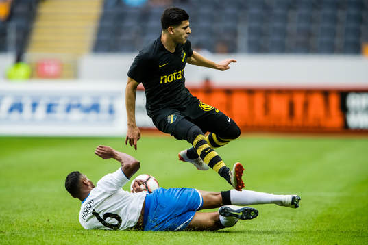 Georgi Pashov of AIK and Tarik Elyounoussi of AIK