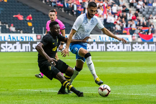 Chinedu Obasi of AIK and Angelo Meneses of Ararat-Armenia