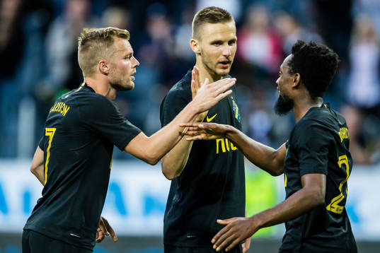 Sebastian Larsson, Karol Mets and Heradi Rashidi celebrates