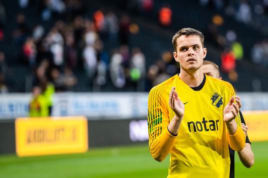 Goalkeeper Oscar Linnér of AIK celebrates