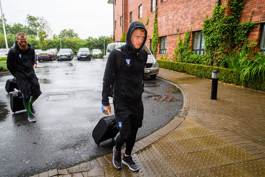 Anders Christiansen of Malmö FF arrive at their hotel