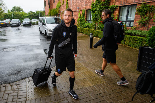 Lasse Nielsen of Malmö FF arrive at their hotel