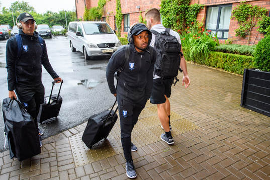 Fouad Bachirou of Malmö FF arrive at their hotel
