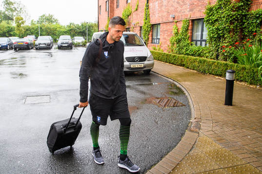 Goalkeeper Dusan Melicharek of Malmö FF arrive at their