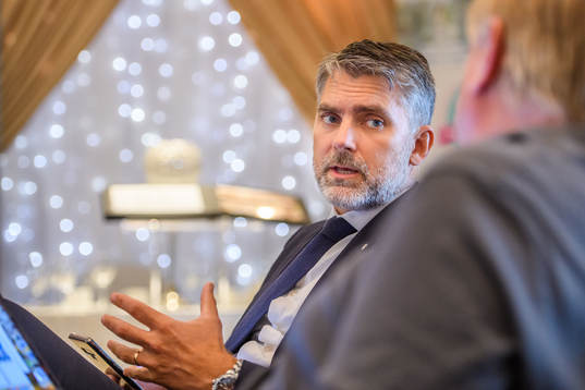 CEO Niclas Carlnén of Malmö FF talks to media
