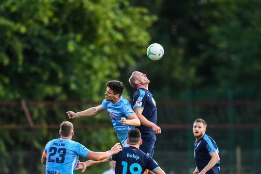 Adam Lecky of Ballymena United and Franz Brorsson of Malmö