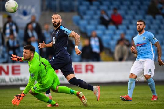 Guillermo Molins of Malmö FF scores 0-2 behind goalkeeper