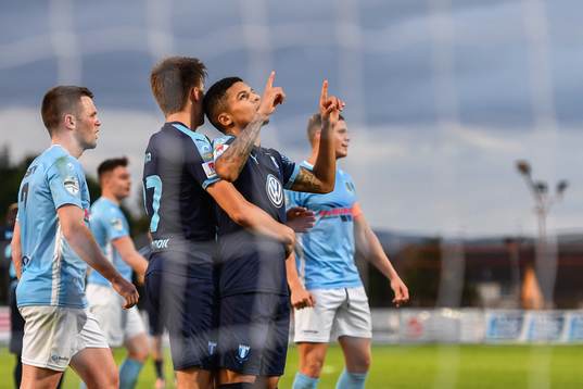 Romain Gall of Malmö FF celebrates