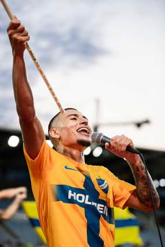 Jordan Larsson of IFK Norrköping celebrates