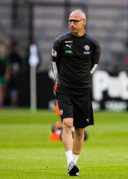 Helsingborgs tränare Henrik Larsson innan fotbollsmatchen
