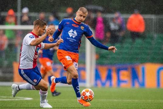 Tobias Collett of KFUM and David Kristjan Olafsson  of