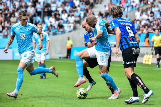 Malmö FFs Sören Rieks och Guillermo Molins mot Sirius