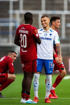 IFK Norrköpings Jordan Larsson och Kevin Álvarez tackar