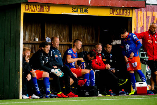 Hólmbert Aron Fridjónsson of Aalesund at the bench